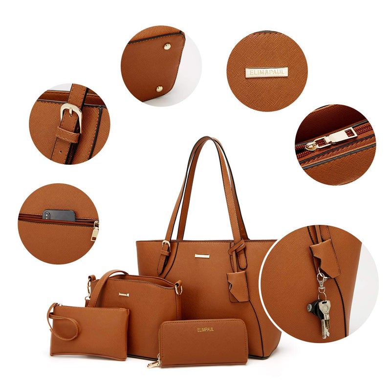 YTL Women Fashion Handbags Wallet Tote Bag Shoulder Bag Top Handle Satchel Purse Set 4pcs - Image 2